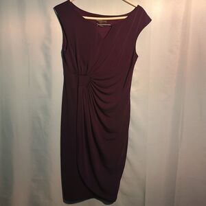 Women’s Sleeveless Purple Sheath Dress Size 10– Elegant Ruched Body con Cocktail